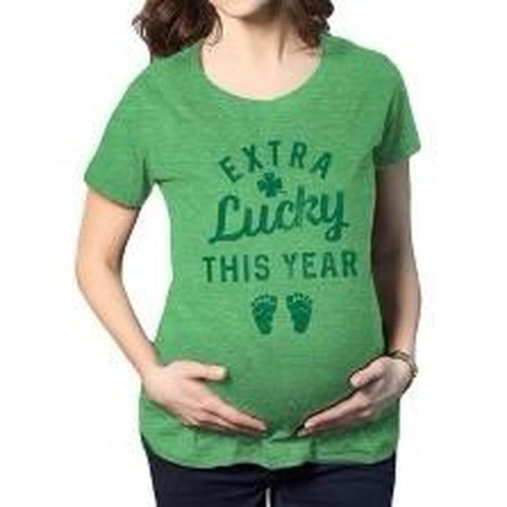 Maternity Extra Lucky This Year T Shirt Funny St Patricks Day Graphic Tee